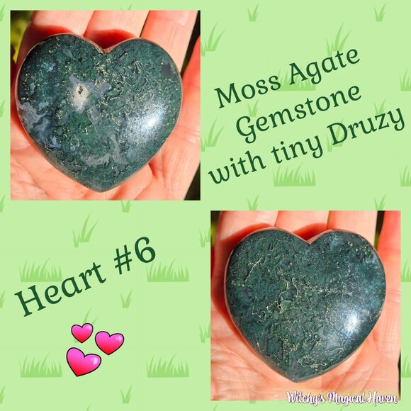 Moss Agate Gemstone Crystal Hearts - Picture 7 of 9